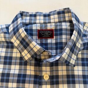 UNTUCKit‎ Givry WF Button Down Long Sleeve Shirt Mens Large Blue Plaid Slim Fit